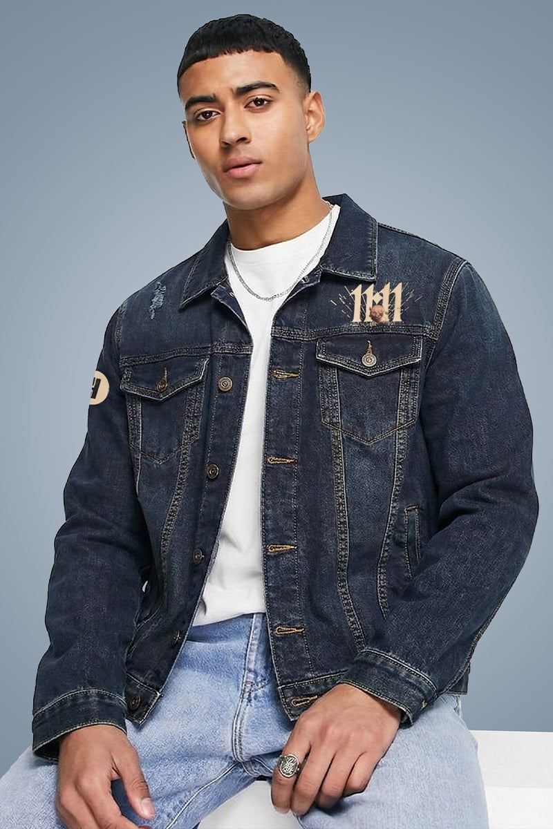 Indigo Cosmic Face Street Style Denim Jacket