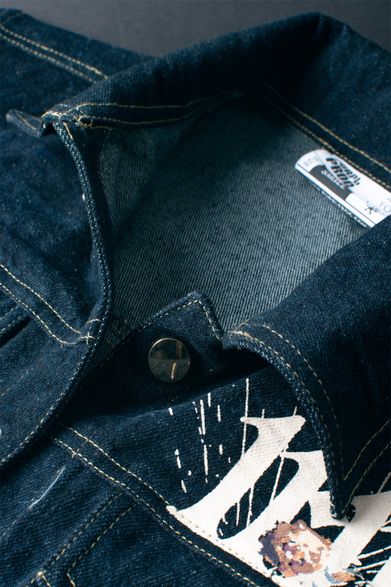 Indigo Cosmic Face Street Style Denim Jacket